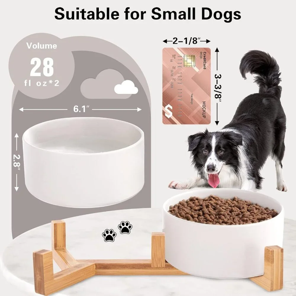 Ceramic Pet Bowl Set (Cat or Small Dogs) 1 3/4 Cups X 2, 5.1
